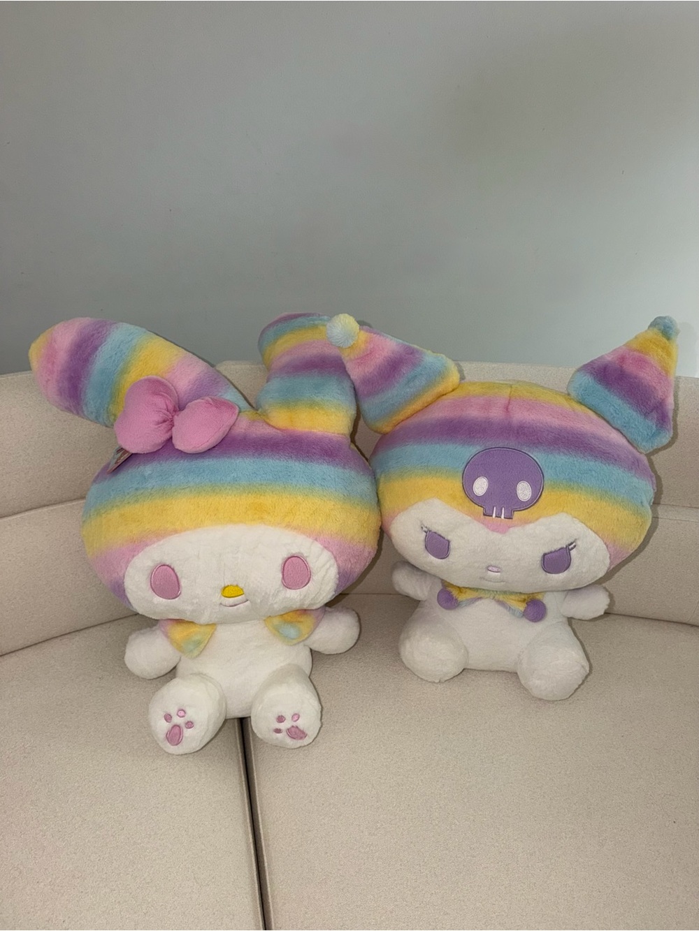Sanrio My Melody & Kuromi Pastel Rainbow Stripe Plush Duo #BUNDLE #NEW #NWT